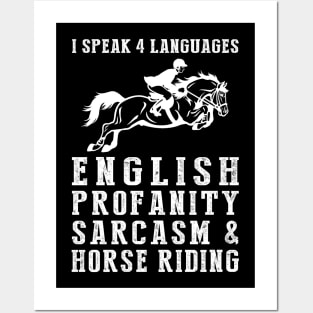 Gallop with Laughter! Funny '4 Languages' Sarcasm Horse Tee & Hoodie Posters and Art